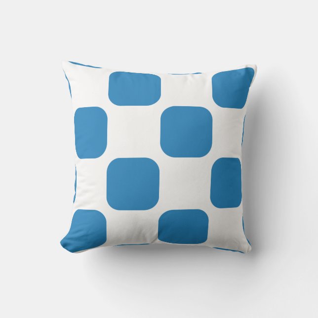 Wit & Koninklijk Pastelblauw Squircle Patroonontwe Kussen (Voorkant)