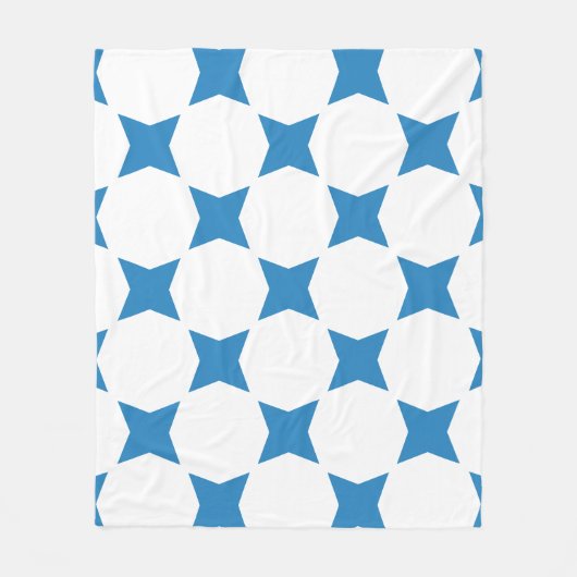 Wit & Koninklijk Pastelblauw Ster Patroon Design Fleece Deken (Voorkant)