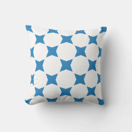 Wit & Koninklijk Pastelblauw Ster Patroon Design Kussen