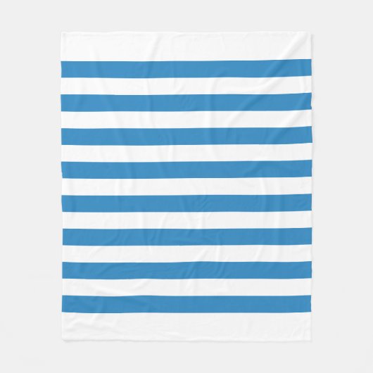 Wit & Koninklijk Pastelblauwe Strepen Fleece Deken (Voorkant)