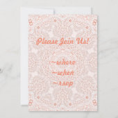 Wit & Koraal Kant Stof Afbeelding Achtergrond Kaart (Achterkant)