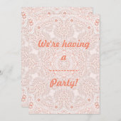 Wit & Koraal Kant Stof Afbeelding Achtergrond Kaart (Voorkant / Achterkant)