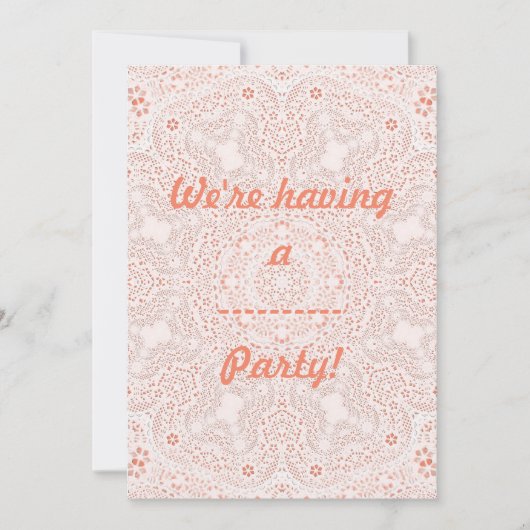 Wit & koraal kantstof afbeelding achtergrond kaart (Voorkant)