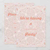 Wit & koraal kantstof afbeelding achtergrond kaart (Voorkant / Achterkant)