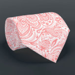 Wit & koraal-rood bloempaisley patroon stropdas<br><div class="desc">Elegant koraal-rood bloemenpaisley naadloos patroon over witte veranderlijke achtergrond.</div>
