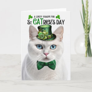 Wit Kortharig Kat St CATrick's Day Feestdagen Kaart