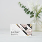 Wit krokodillenleer | Strepen en vlinders Visitekaartje (Staand voorkant)