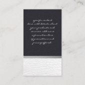 wit krokodillenleer | zwart leder visitekaartje (Achterkant)