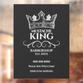 Wit Kroon Koning Snor Barbershop Bedrijf Raamsticker (Vel 2)