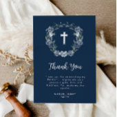 Wit Kruis Blauw Bloemen Doop Dank u kaart