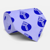 Wit Kruis Blauw Traandrop Design Stropdas (Opgerold)