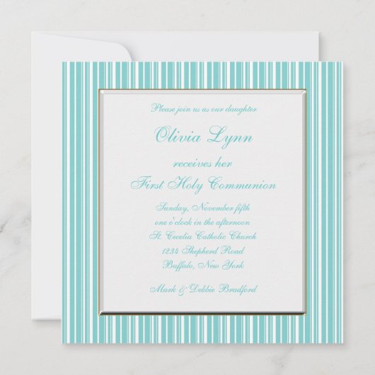 Wit Kruis Blauwgroen Blauw Eerste Communie Kaart (Achterkant)