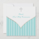 Wit Kruis Blauwgroen Blauw Eerste Communie Kaart (Voorkant)