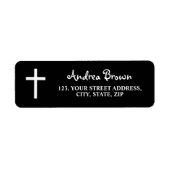 Wit Kruis Funeral Black Retouradres Etiket (Voorkant)