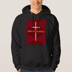 Wit Kruis Kerst Rood Ontwerp Christelijk Hoodie