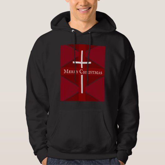Wit Kruis Kerst Rood Ontwerp Christelijk Hoodie (Voorkant)