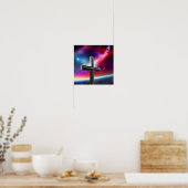 Wit kruis over het blauwe Poster (Keuken)