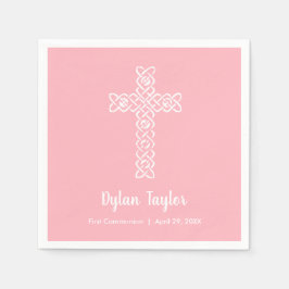 Wit Kruis Roze Eerste Communie Servet