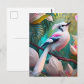 Wit Kuif Blozend Borst Fantasie Vogel Briefkaart (Voorkant / Achterkant)