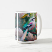 Wit Kuif Blozend Borst Fantasie Vogel Koffiemok (Voorkant rechts)
