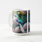 Wit Kuif Blozend Borst Fantasie Vogel Koffiemok (Voorkant links)