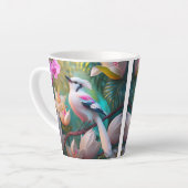 Wit Kuif Blozend Borst Fantasie Vogel Latte Mok (Linkerhoek)