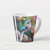 Wit Kuif Blozend Borst Fantasie Vogel Latte Mok (Rechterhoek)