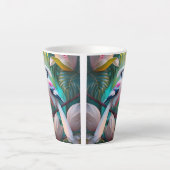 Wit Kuif Blozend Borst Fantasie Vogel Latte Mok (Voorkant)