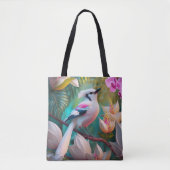 Wit Kuif Blozend Borst Fantasie Vogel Tote Bag (Voorkant)