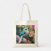 Wit Kuif Blozend Borst Fantasie Vogel Tote Bag (Achterkant)