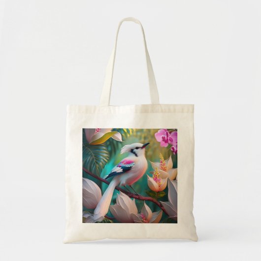 Wit Kuif Blozend Borst Fantasie Vogel Tote Bag (Voorkant)