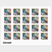 Wit Kuif Blozend Borst Fantasie Vogel Vierkante Sticker (Vel)