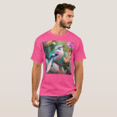 Wit Kuifje Blozend Borst Fantasie Vogel T-shirt (Voorkant volledig)