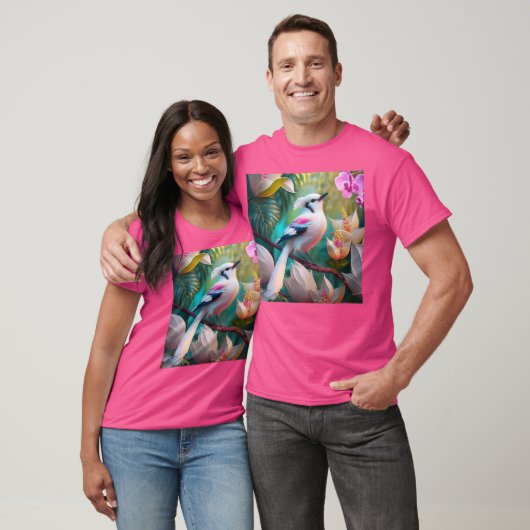 Wit Kuifje Blozend Borst Fantasie Vogel T-shirt (Unisex)