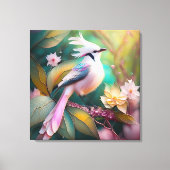 Wit Kuifje Blozend Staart Jay Fantasie Vogel Canvas Afdruk (Voorkant)