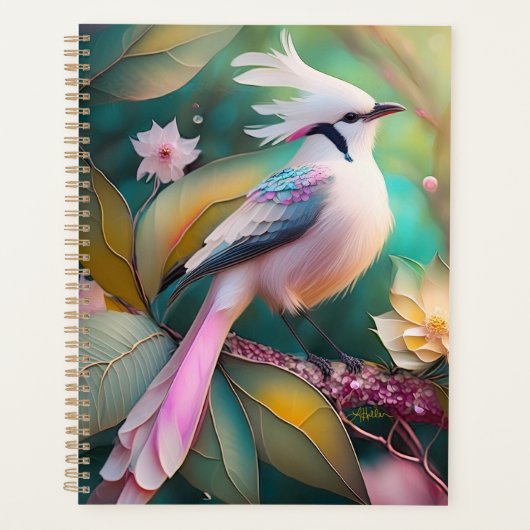 Wit Kuifje Blozend Staart Jay Fantasie Vogel Planner (Voorkant)