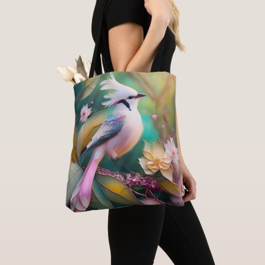 Wit Kuifje Blozend Staart Jay Fantasie Vogel Tote Bag (Dichtbij)