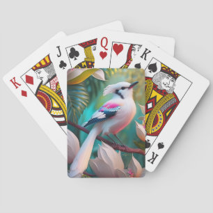 Wit Kuifje Blozende Borst Fantasie Vogel Pokerkaarten