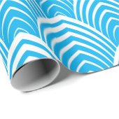 Wit kunstdecopatroon op blauwe achtergrond cadeaupapier (Rol Hoek)