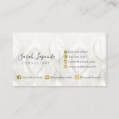 Wit Kwarts & Goud Elegant Ontwerp Visitekaartje (Achterkant)