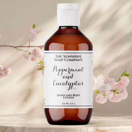 Wit label voor cosmeticafles met gekrulde tekst 
