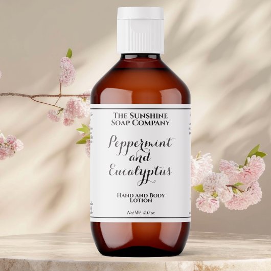 Wit label voor cosmeticafles met gekrulde tekst 