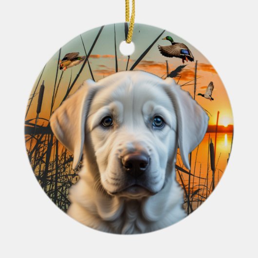  wit labrador puppy Ornament (Voorkant)