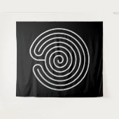 Wit labyrint op zwart wandkleed (Voorkant (horizontaal))