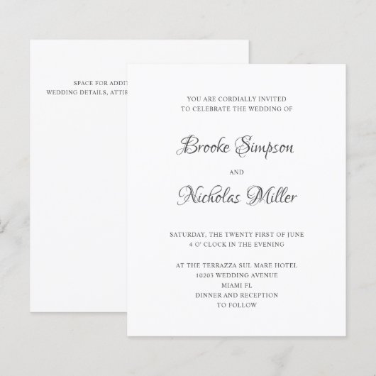 Wit | LAGE KOSTEN Eenvoudige legante minimale brui (Voorkant / Achterkant)