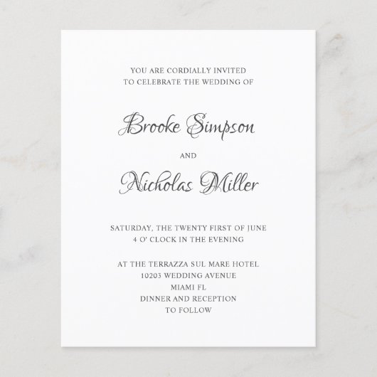 Wit | LAGE KOSTEN Eenvoudige legante minimale brui (Voorkant)