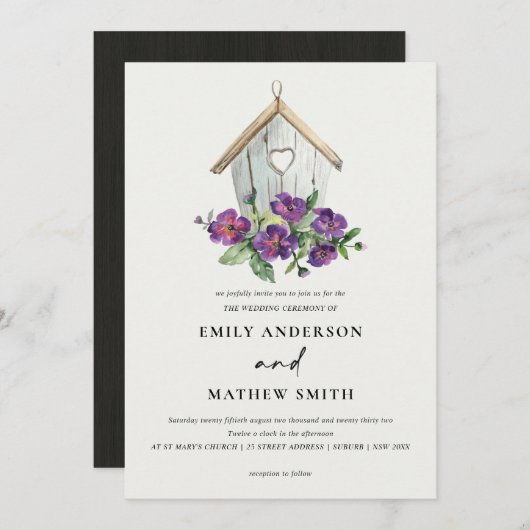 WIT-LAND RUSTISCHE VLOEDING VAN BIRDHOUSE KAART (Voorkant / Achterkant)