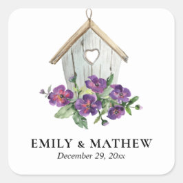 WIT-LAND RUSTISCHE VLOEDING VAN BIRDHOUSE VIERKANTE STICKER