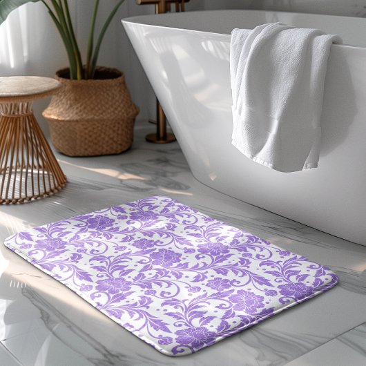 Wit & lavendel glinsterend damastpatroon badmat