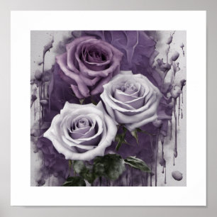 Wit Lavendel Roos Poster